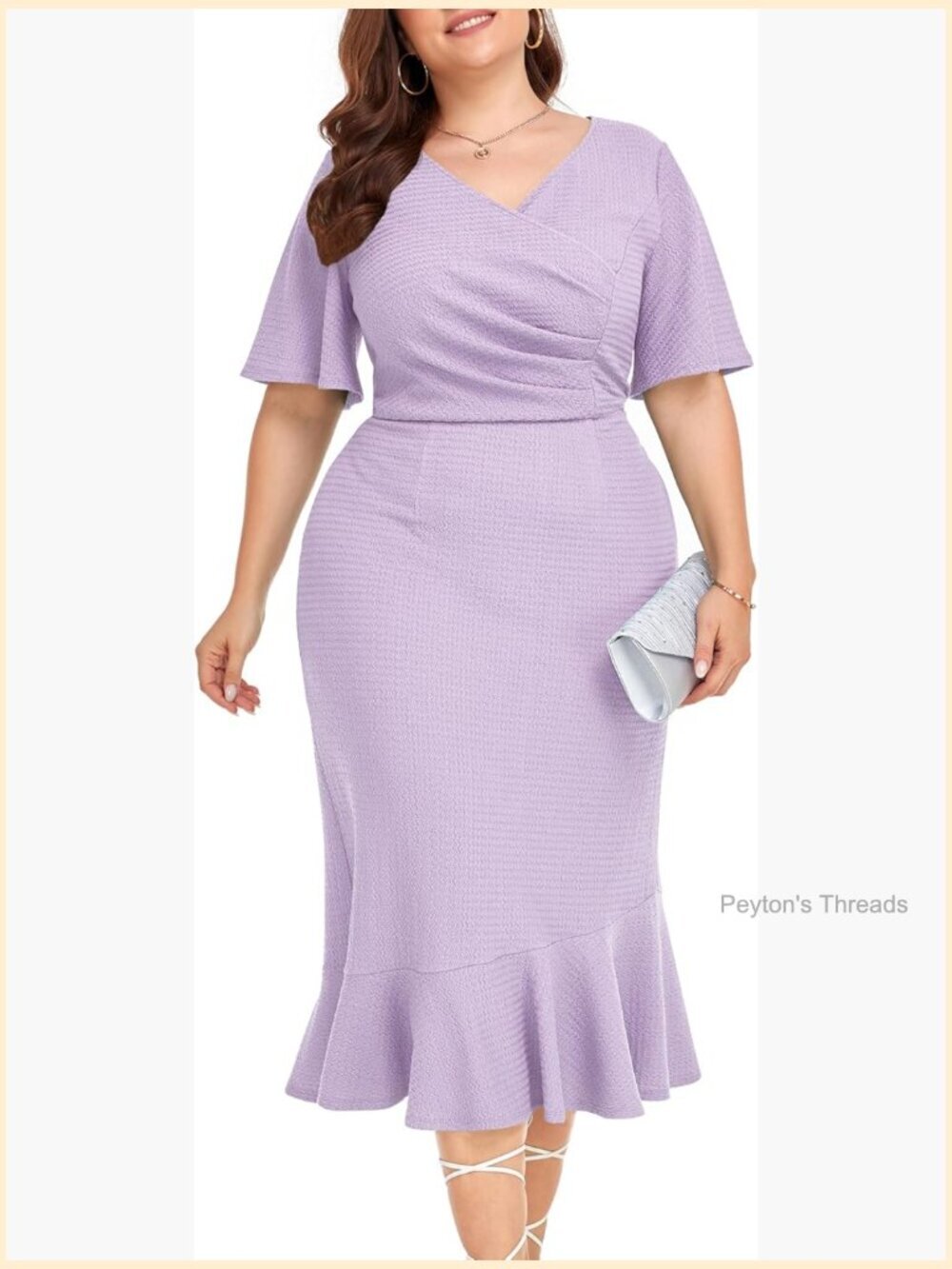 Plus Size Modest Short Sleeve Ruched Bodycon Mermaid Midi Cocktail Dress
